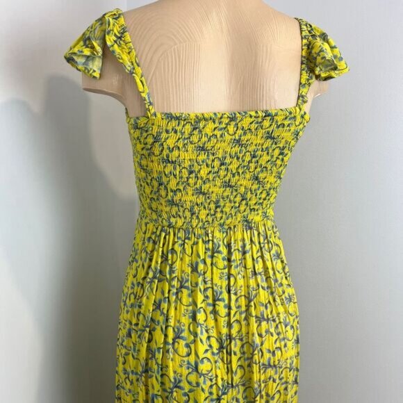 Tiare Hawaii Naturals Women's One Size Yellow Blue Sundress Maxi Dress Floral - Picture 5 of 14